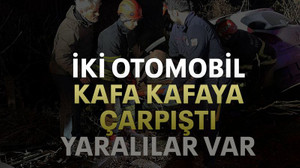 İki otomobil kafa kafaya çarpıştı yaralılar var